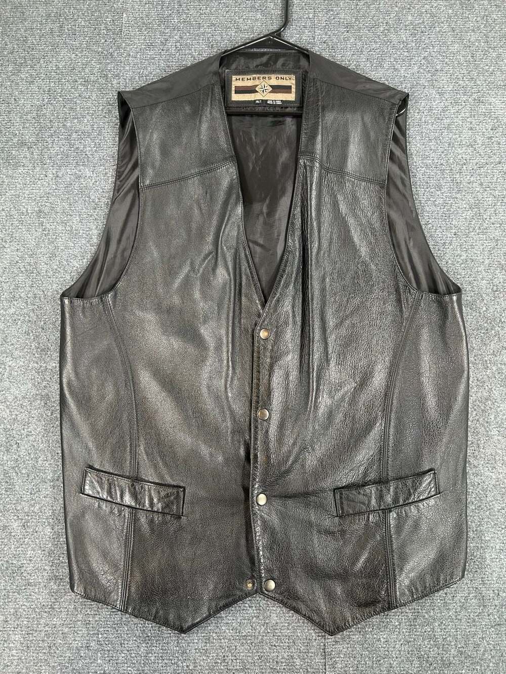 Members Only Leather Vest Size XLT Black